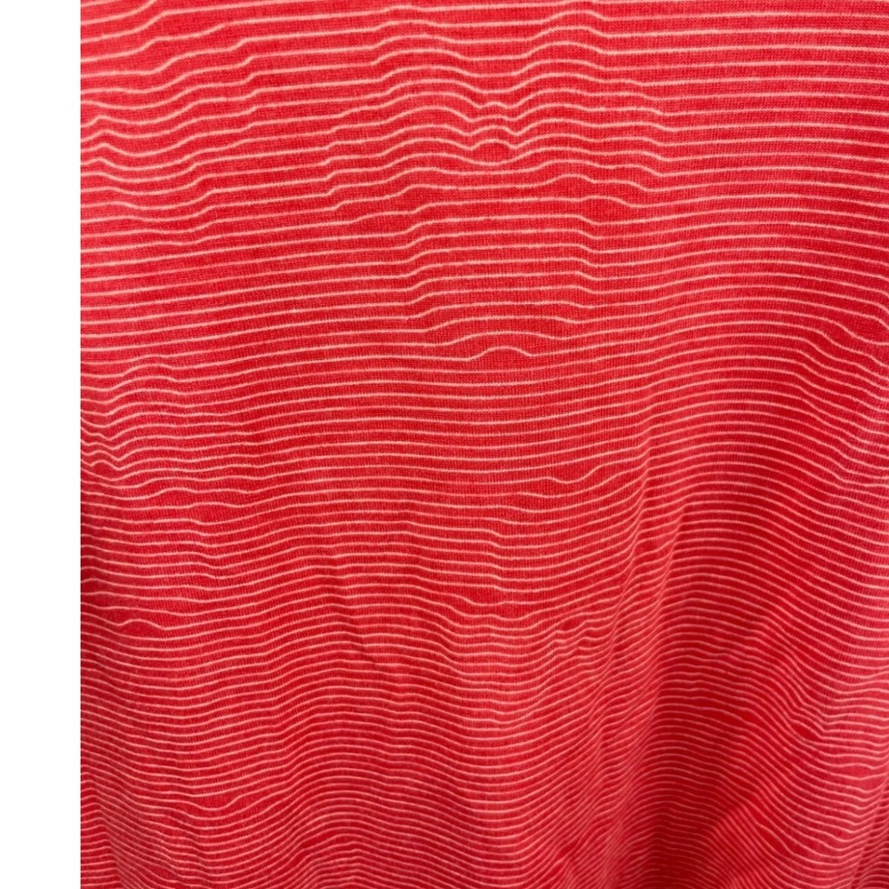 LuLaRoe Disney Randy Baseball Tee Coral Pink Mint Green Wavy Stripe XS New - Picture 9 of 9